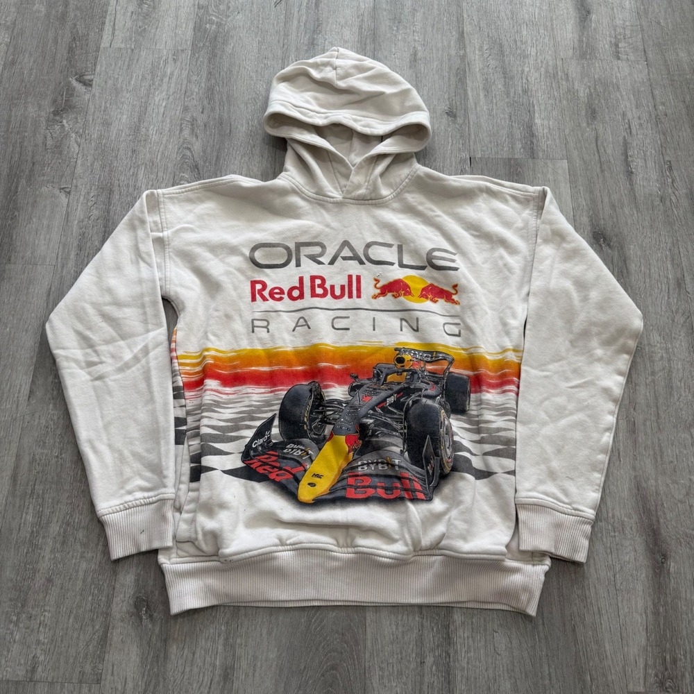 Abercrombie Oracle Red Bull Racing F1 Hoodie White Graphic Size 15/16 (adult sm)